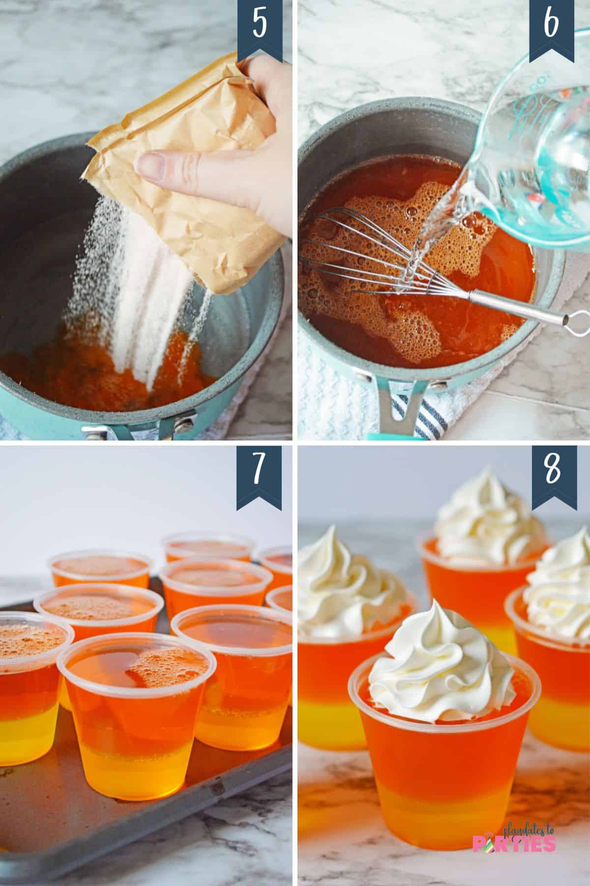 How to Make Candy Corn Jello Cups Steps 5-8.