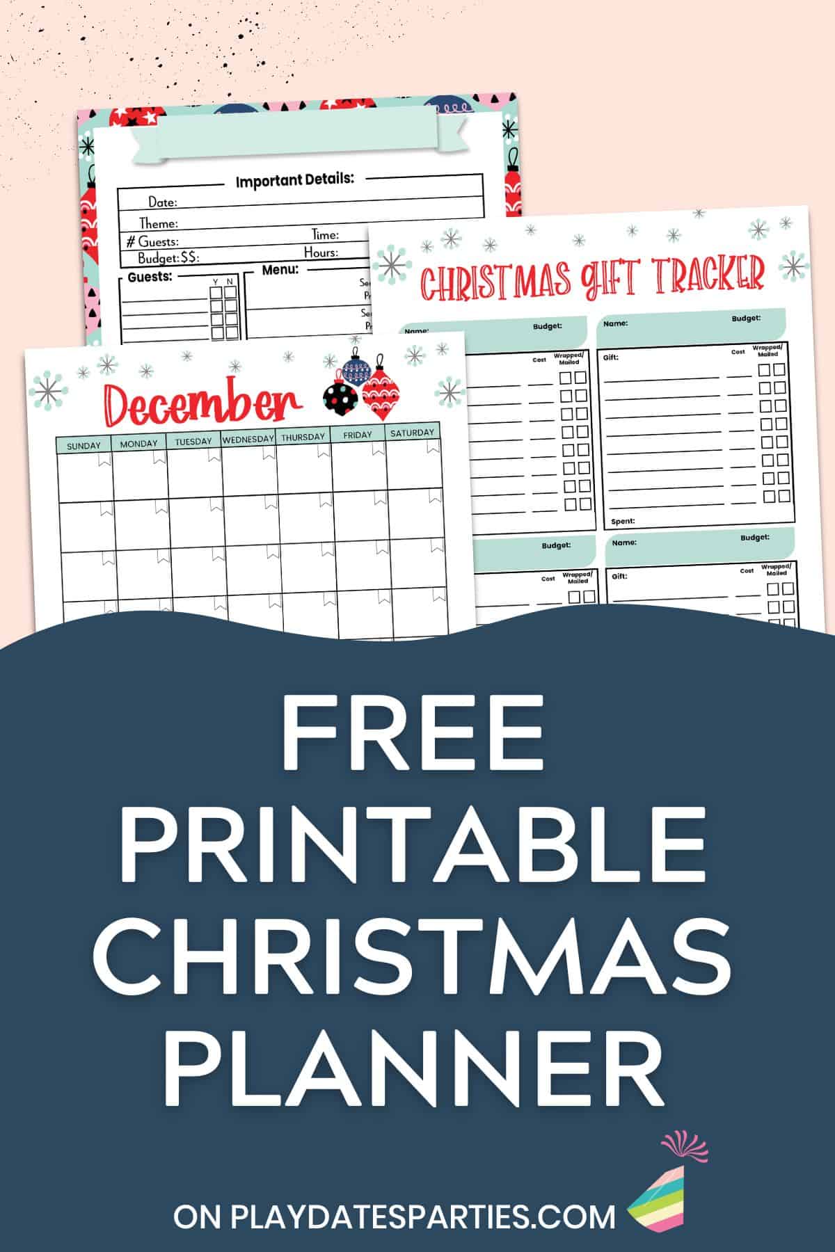 Three printable planner pages with text overlay free printable Christmas planner.