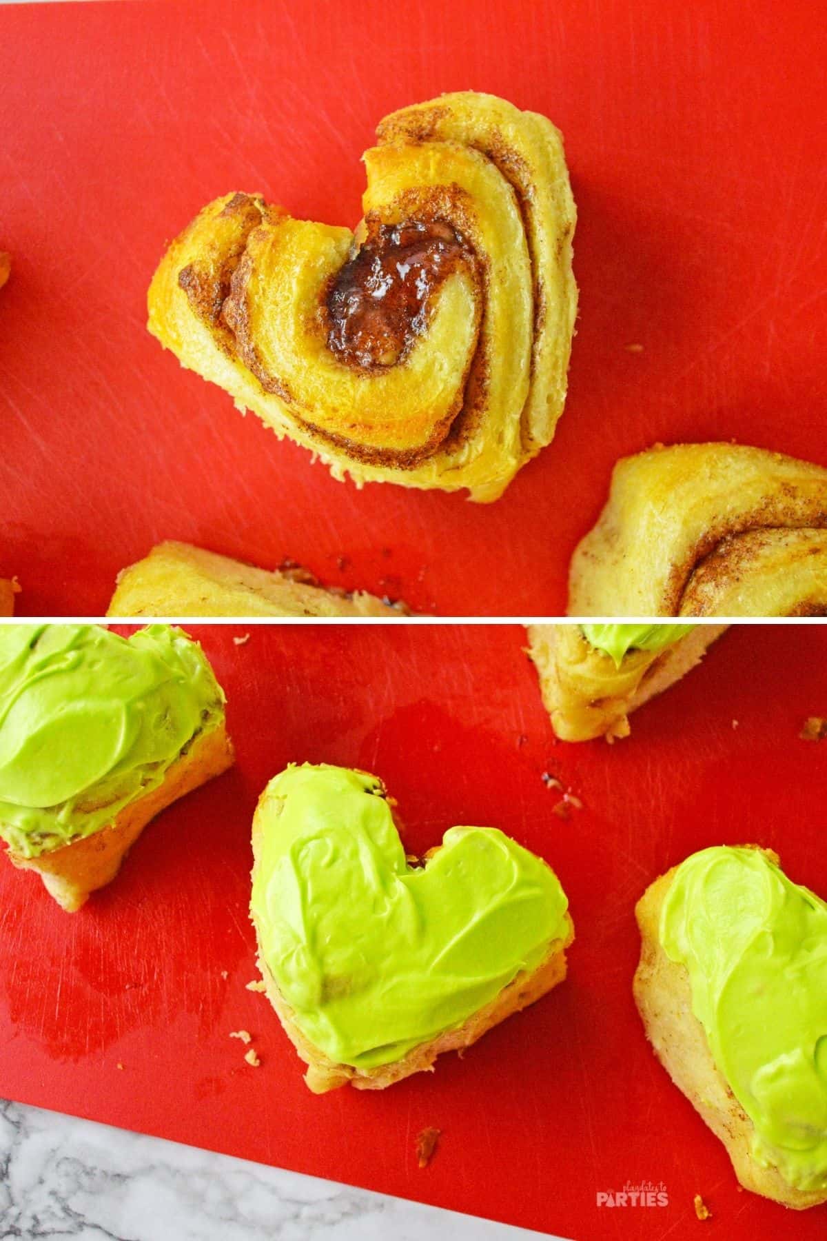 How to make heart shaped cinnamon rolls.
