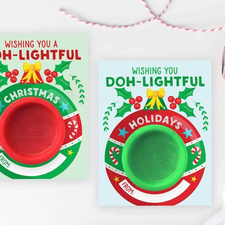 Play Doh gift tags Christmas gifts for kids.