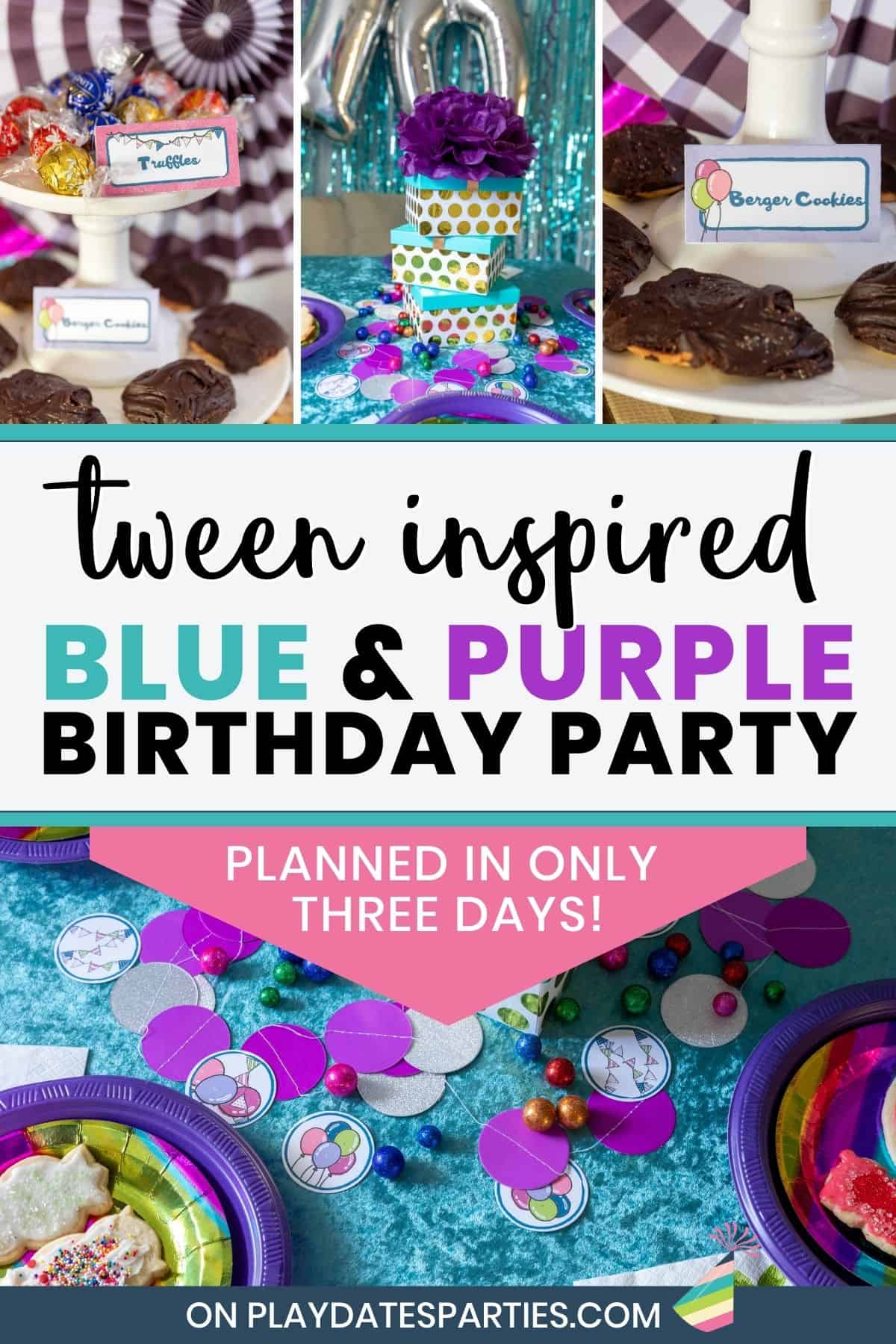 Tween Inspired blue purple birthday party.