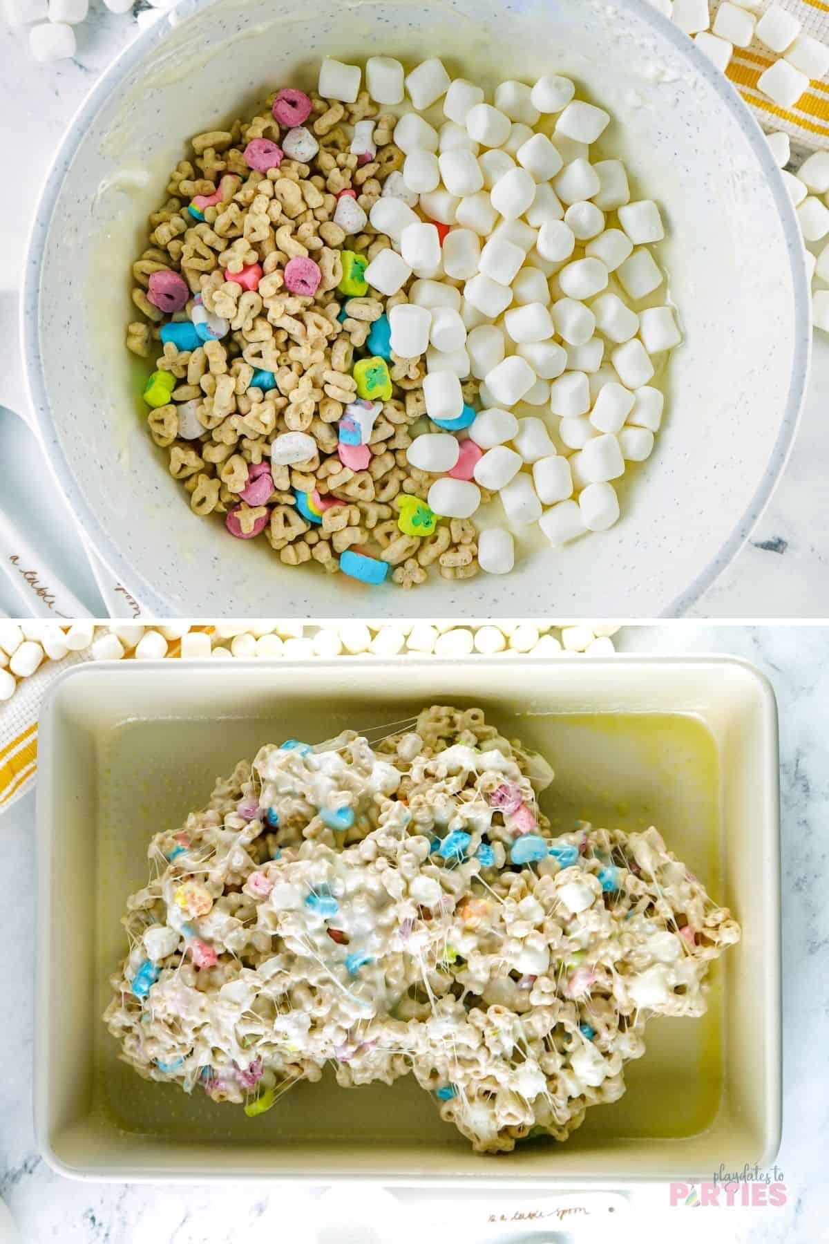 How to make Lucky Charms treats steps 3-4.