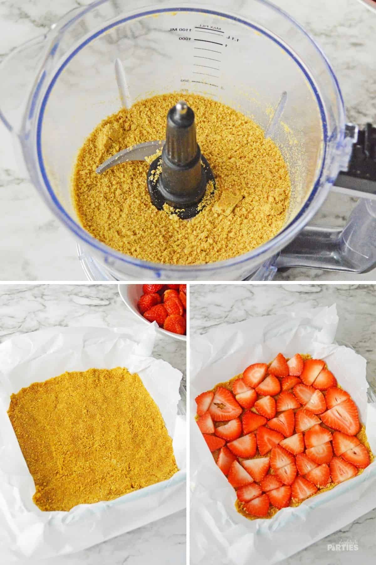 How to make layered strawberry cake Steps 3-5.