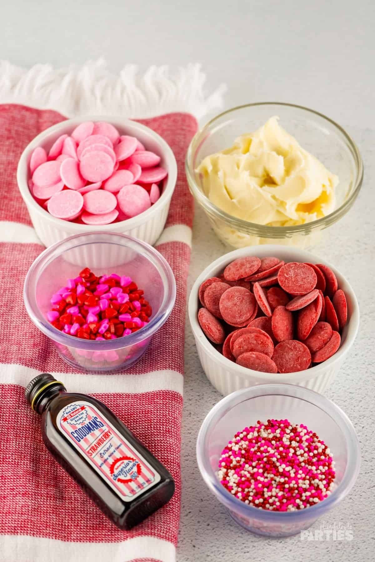 Ingredients for Valentine's Day fudge.