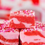 Layered Strawberry fudge for Valentines Day.