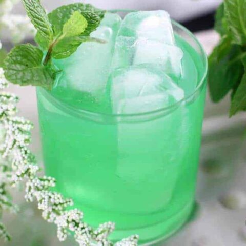 A bright green mock made with creme de menthe.