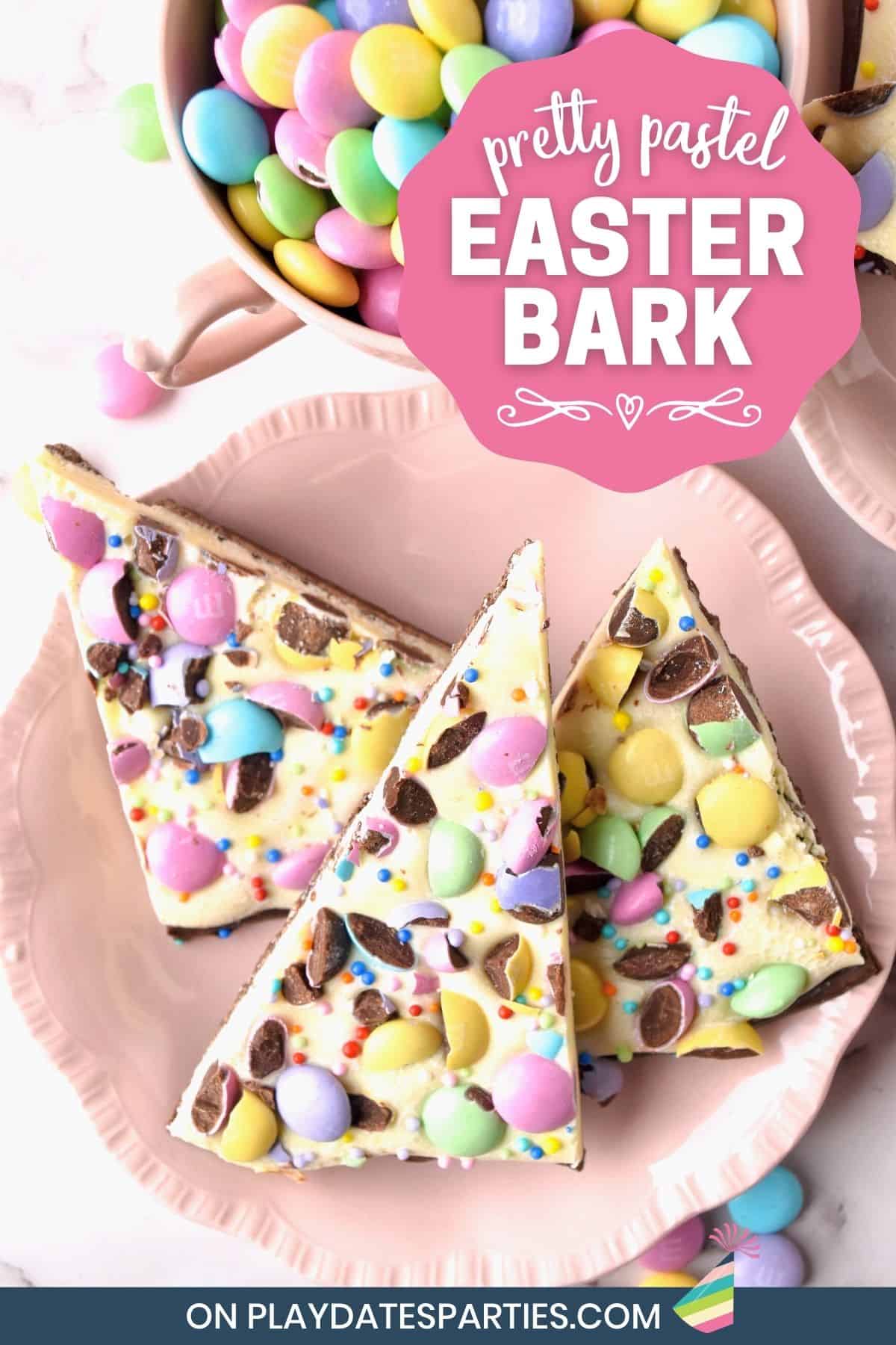 Easter Bark on a pink plate.