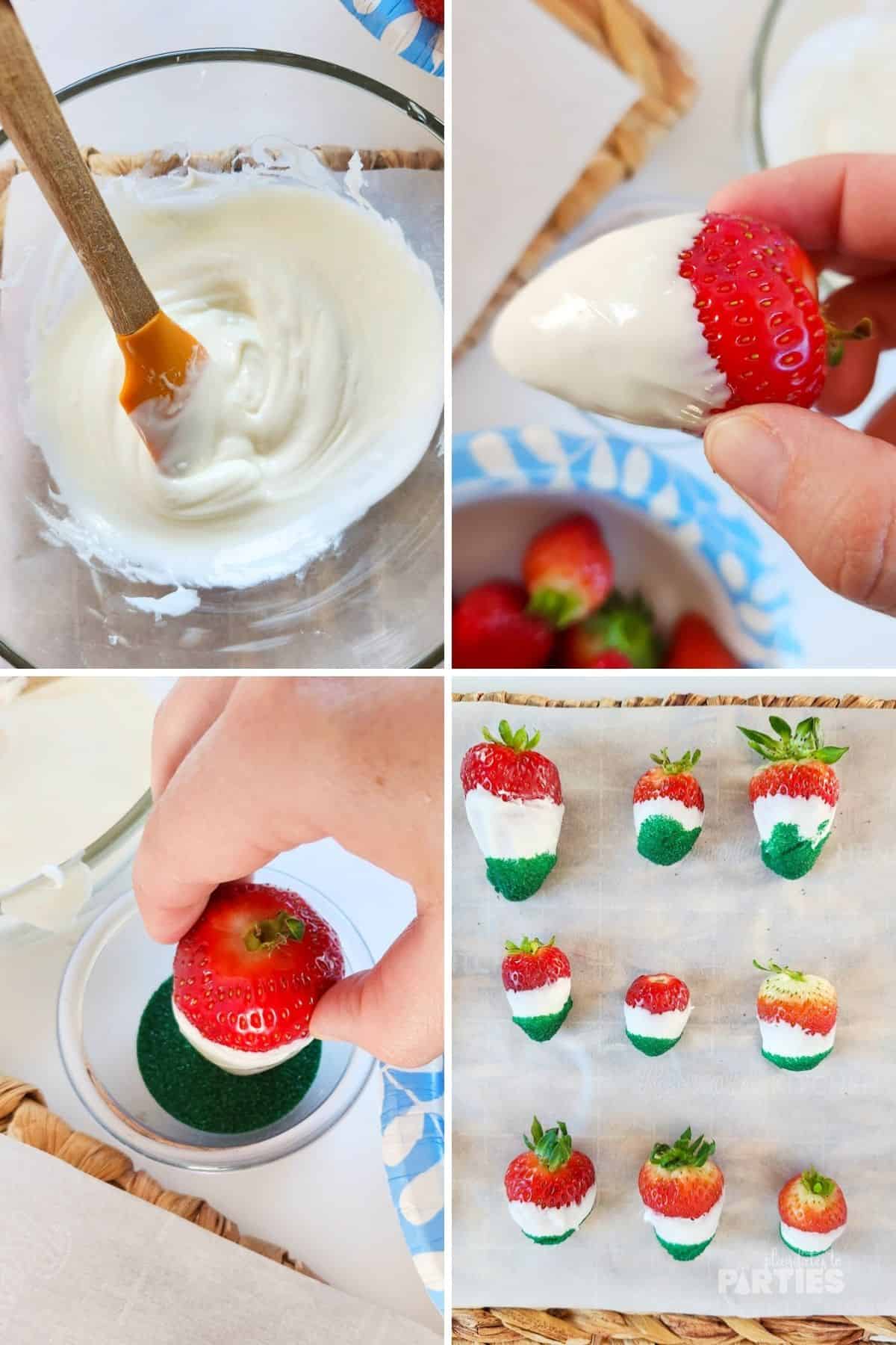 How to make chocolate dipped strawberries with sprinkles.