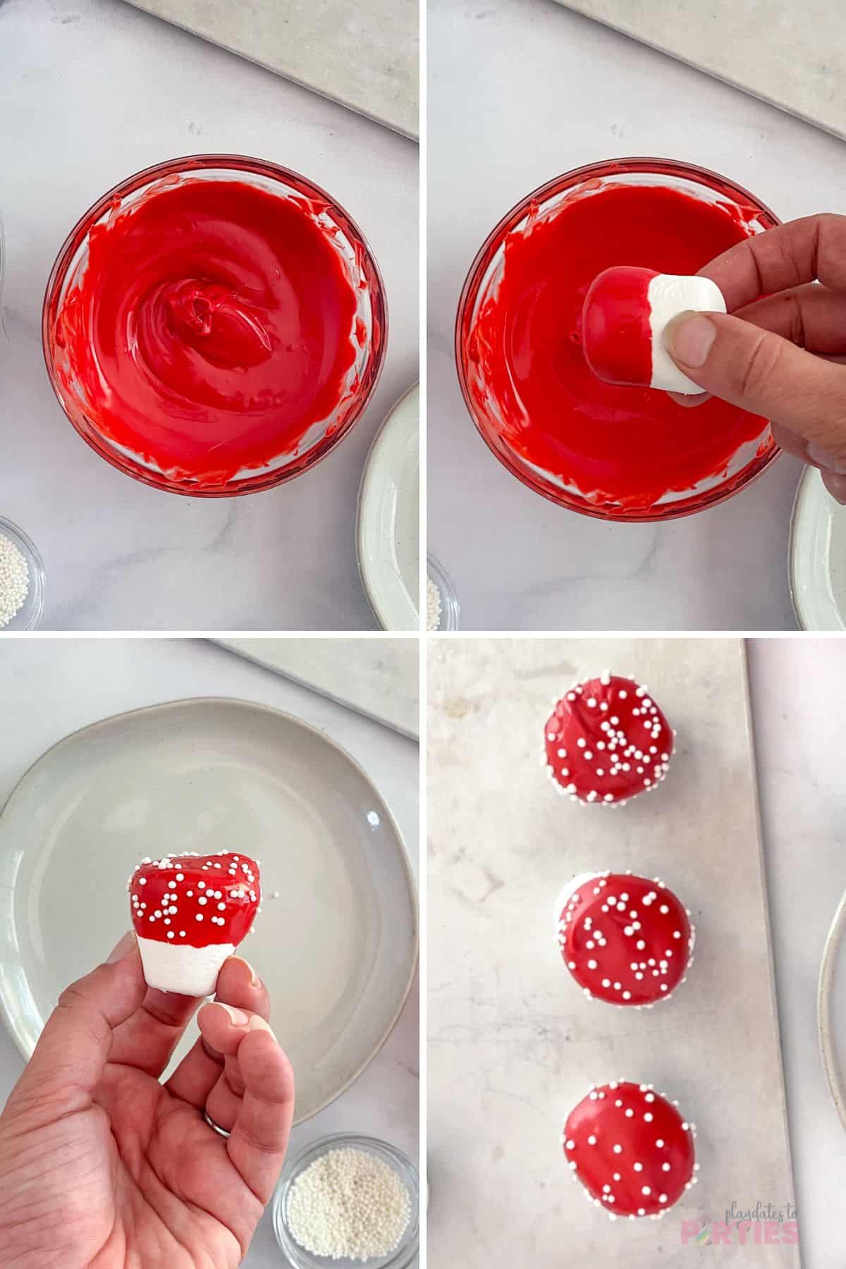 How to make marshmallow mushrooms with candy melts.
