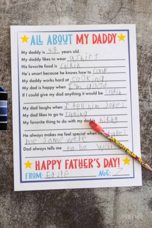 All About Dad Questionnaire (Free Printable!)