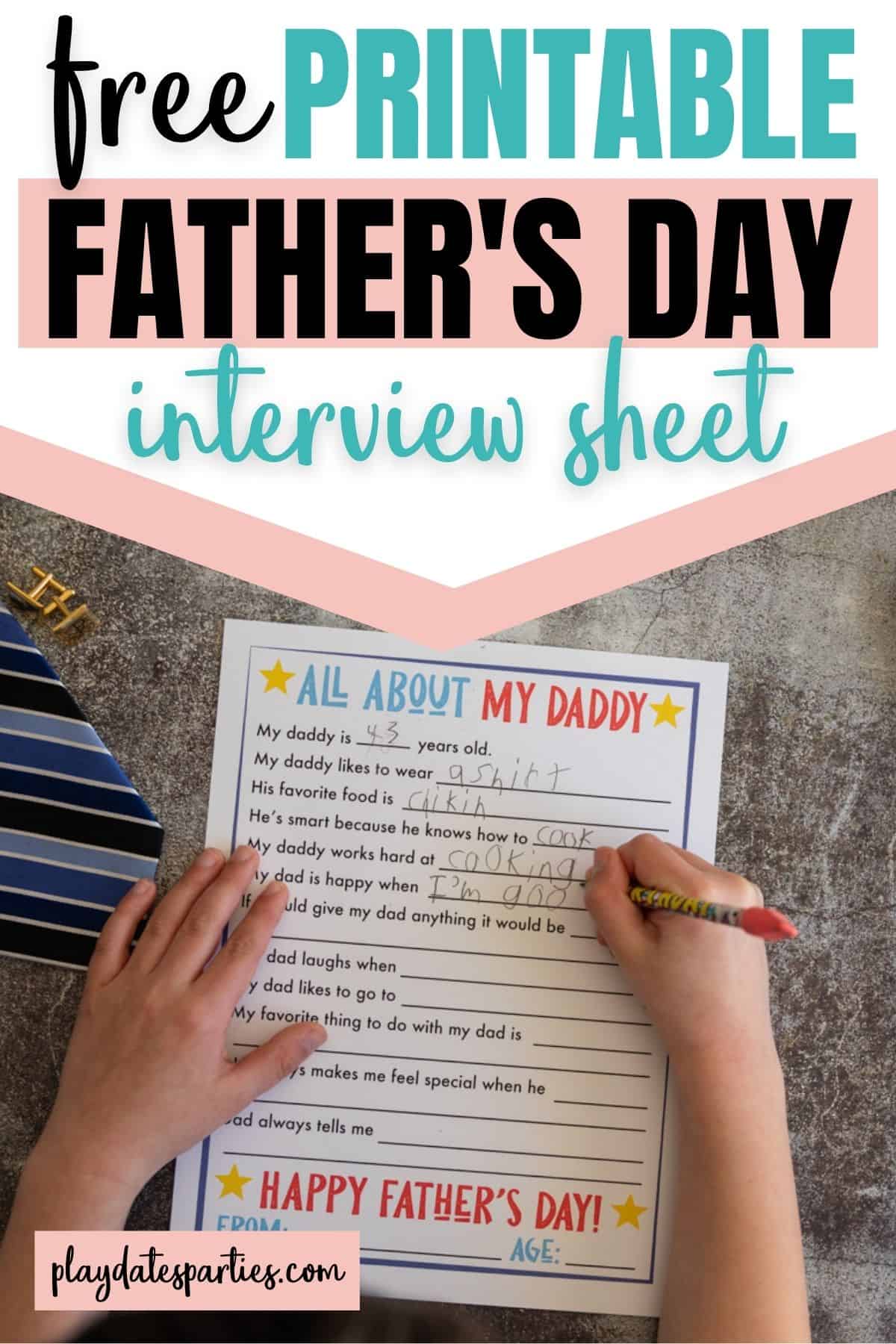 Free printable Father's Day interview sheet.