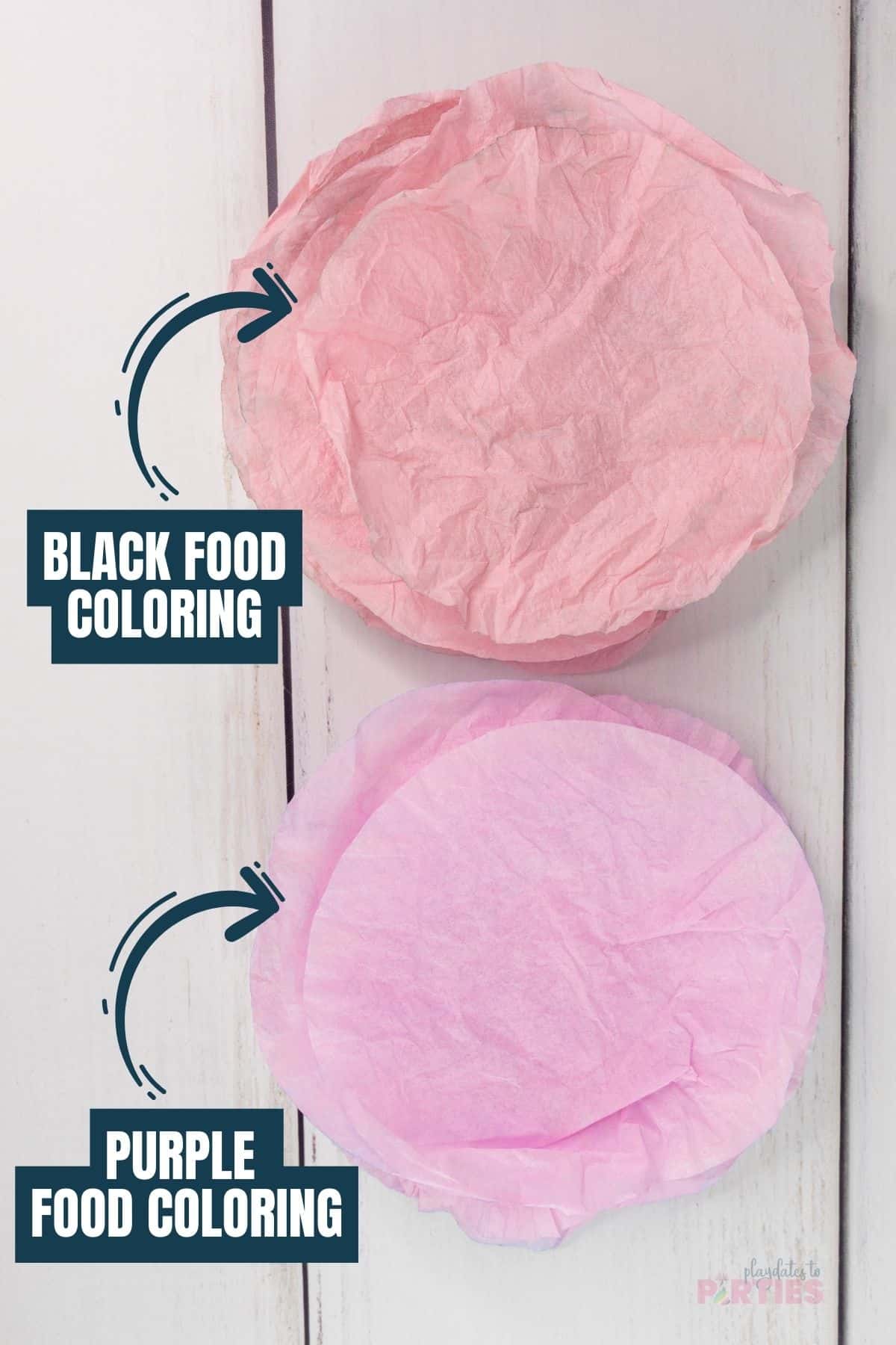 Filters dyed with black food coloring have a softer and warmer look than filters dyed with purple food coloring.