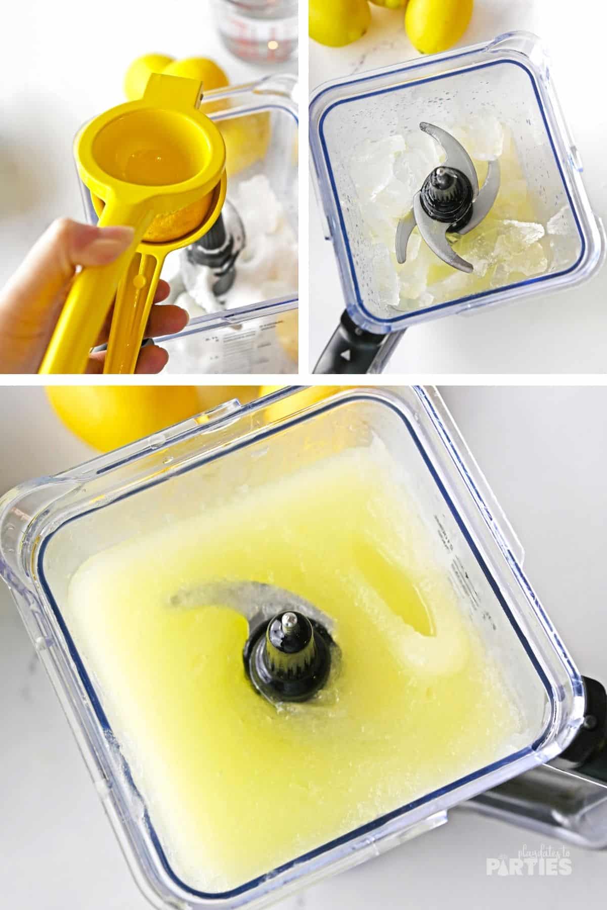 How to make lemonade slushies steps 1-3.