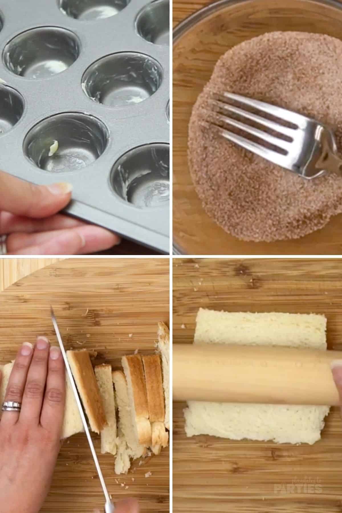 How to make mini cinnamon bites steps 1-4.