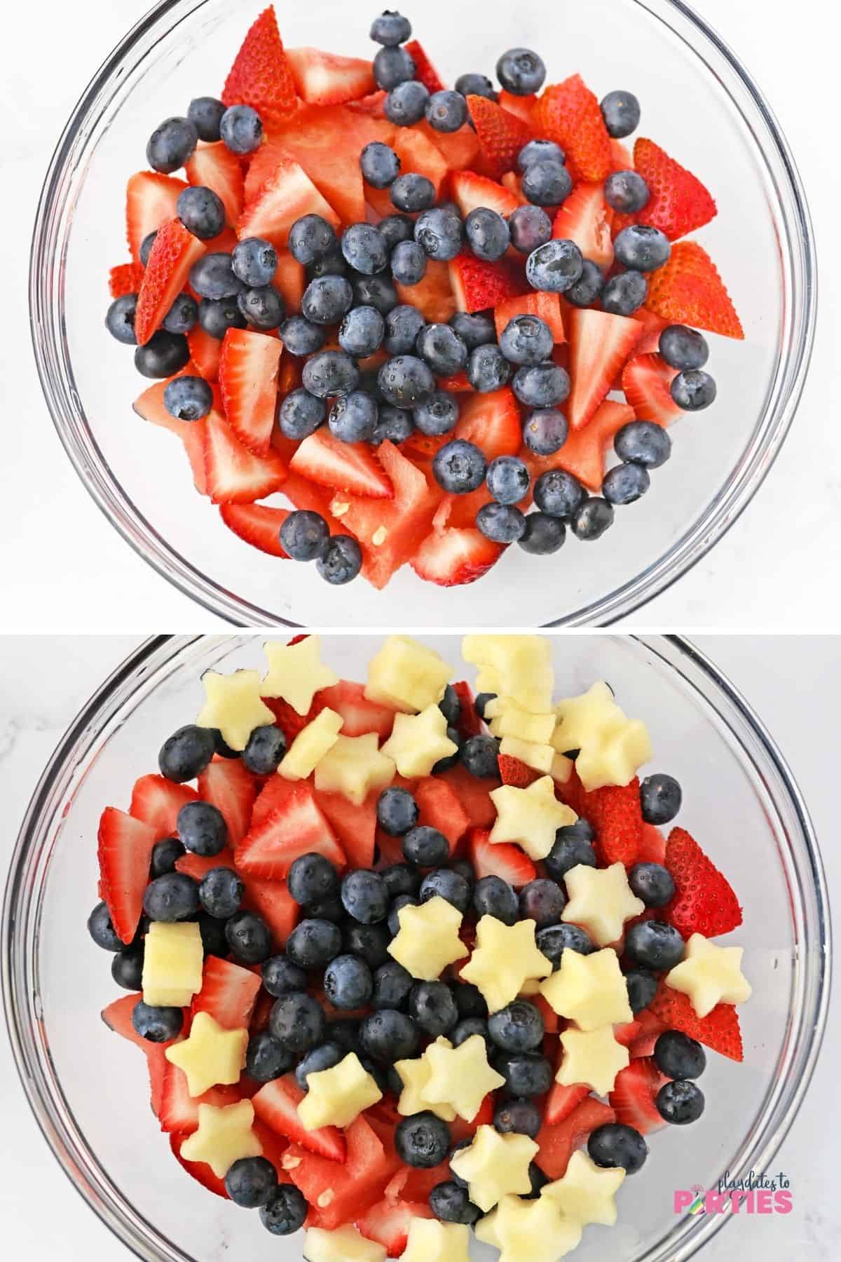 Layering the fruits so they look their best.