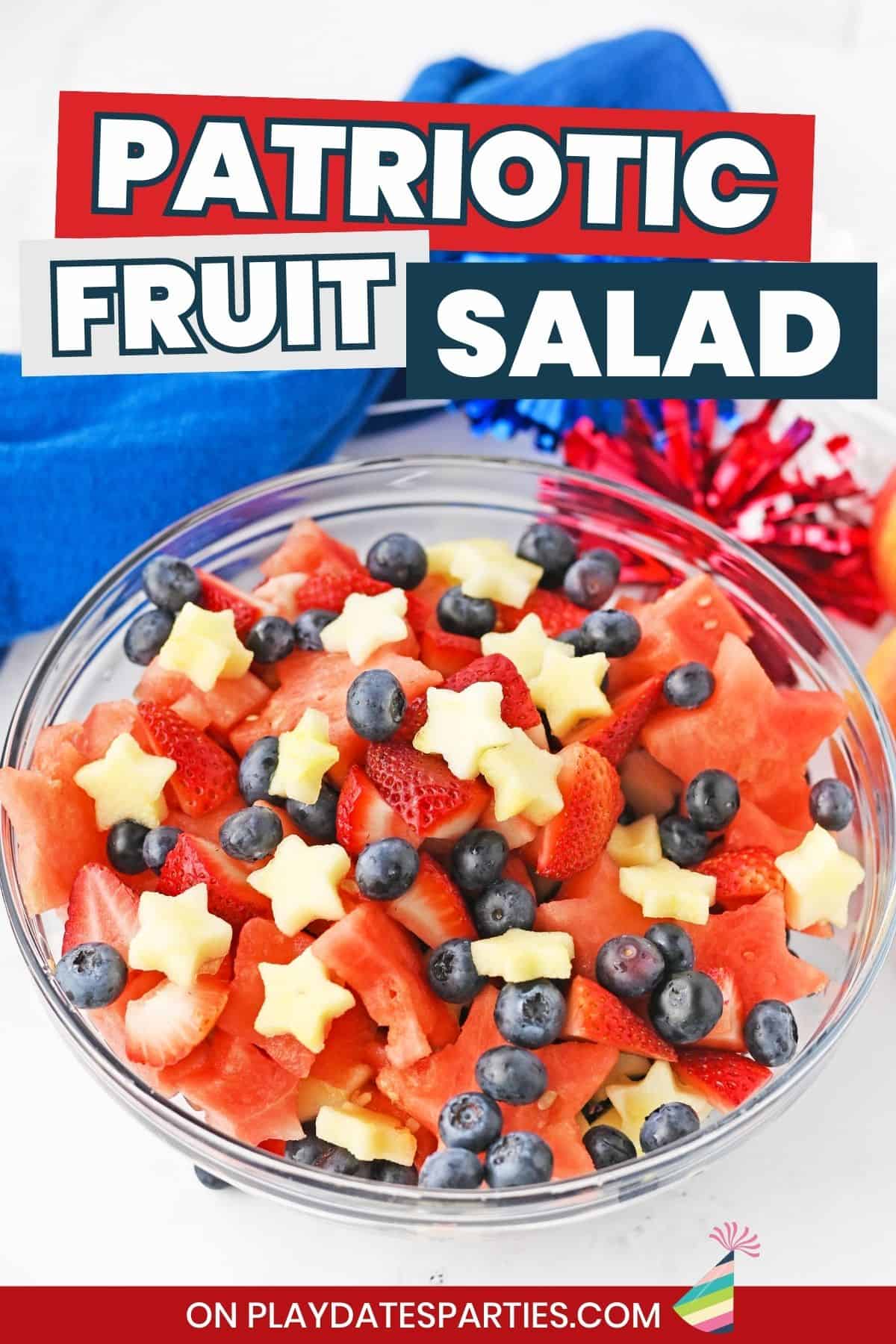 Patriotic fruit salad Pin Image.