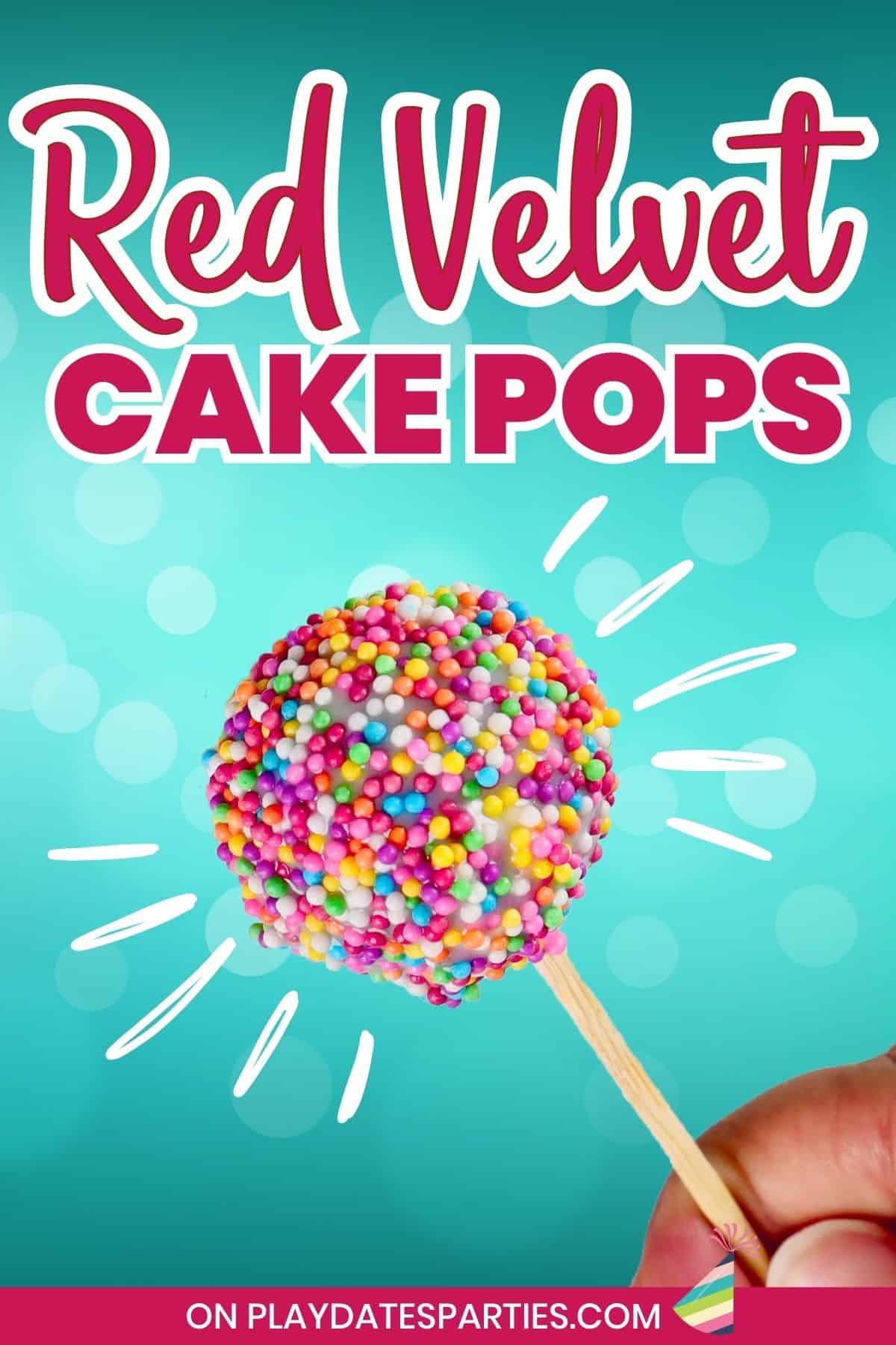 Red Velvet Cake Pops Pin Image.