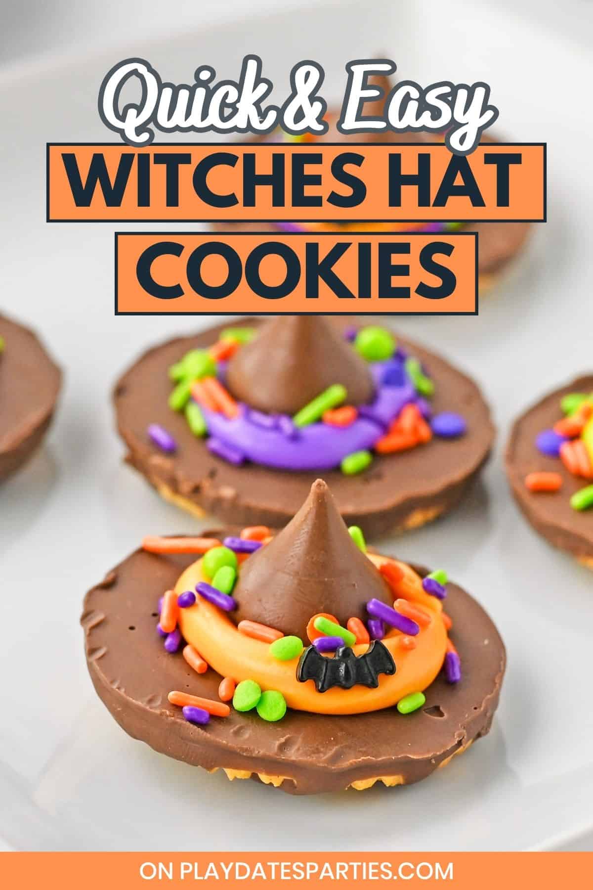 Witch Hat Cookies pin image.