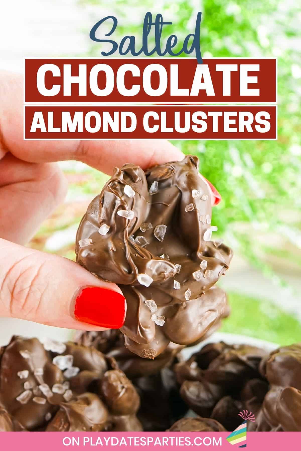 Salted Chocolate Almond Clusters Pin Image.