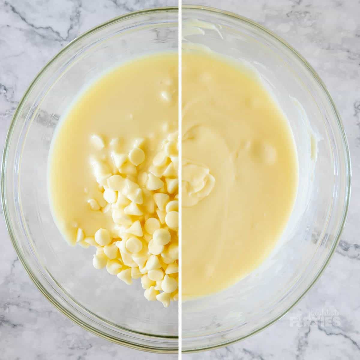 White chocolate and condensed milk melted together.