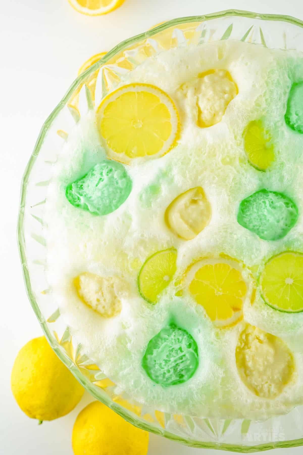 From the top you can see the dollops of foamy yellow and green sherbet - perfect for gender neutral baby showers.
