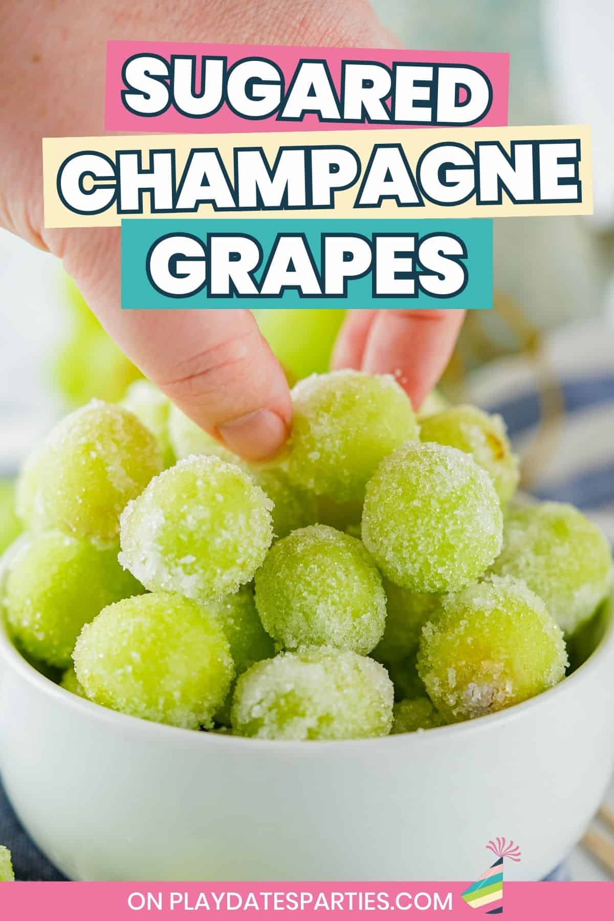 Sugared Champagne Grapes pin image.