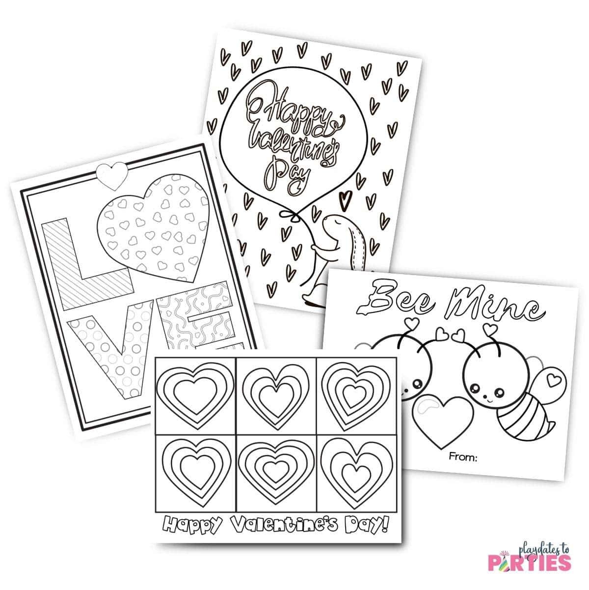 4 printable valentine coloring pages.