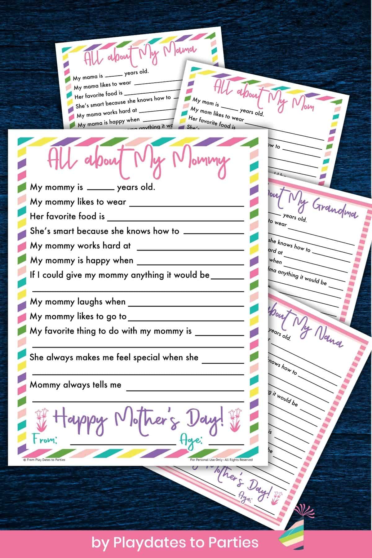 All About Mom Mother's Day Bundle with 5 different versions for grandma and mommy.