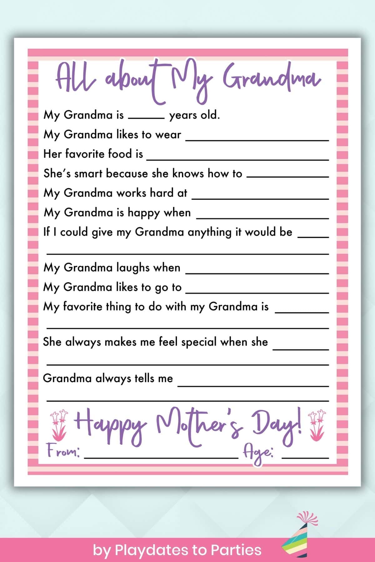 All about grandma questionnaire.