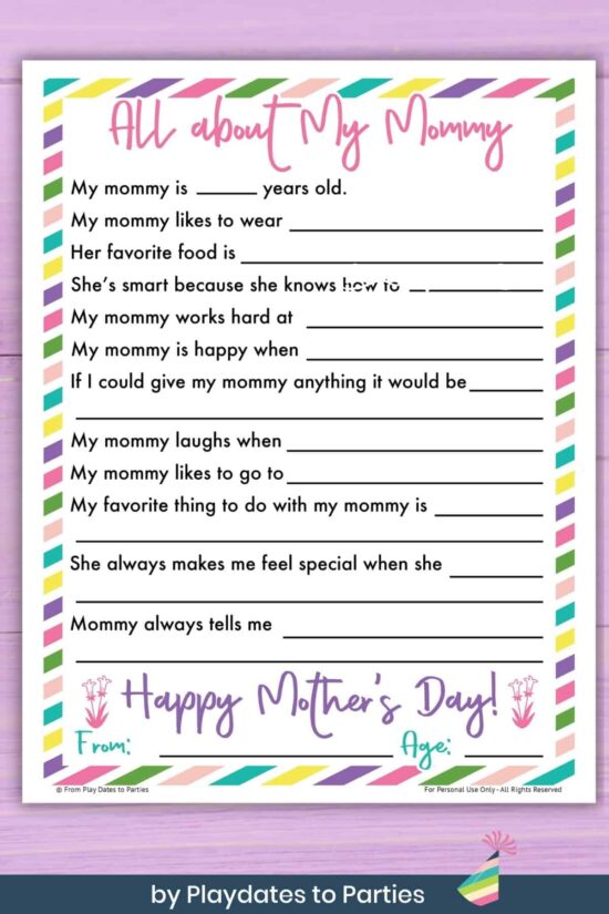 Free Printable Mother's Day Questionnaire