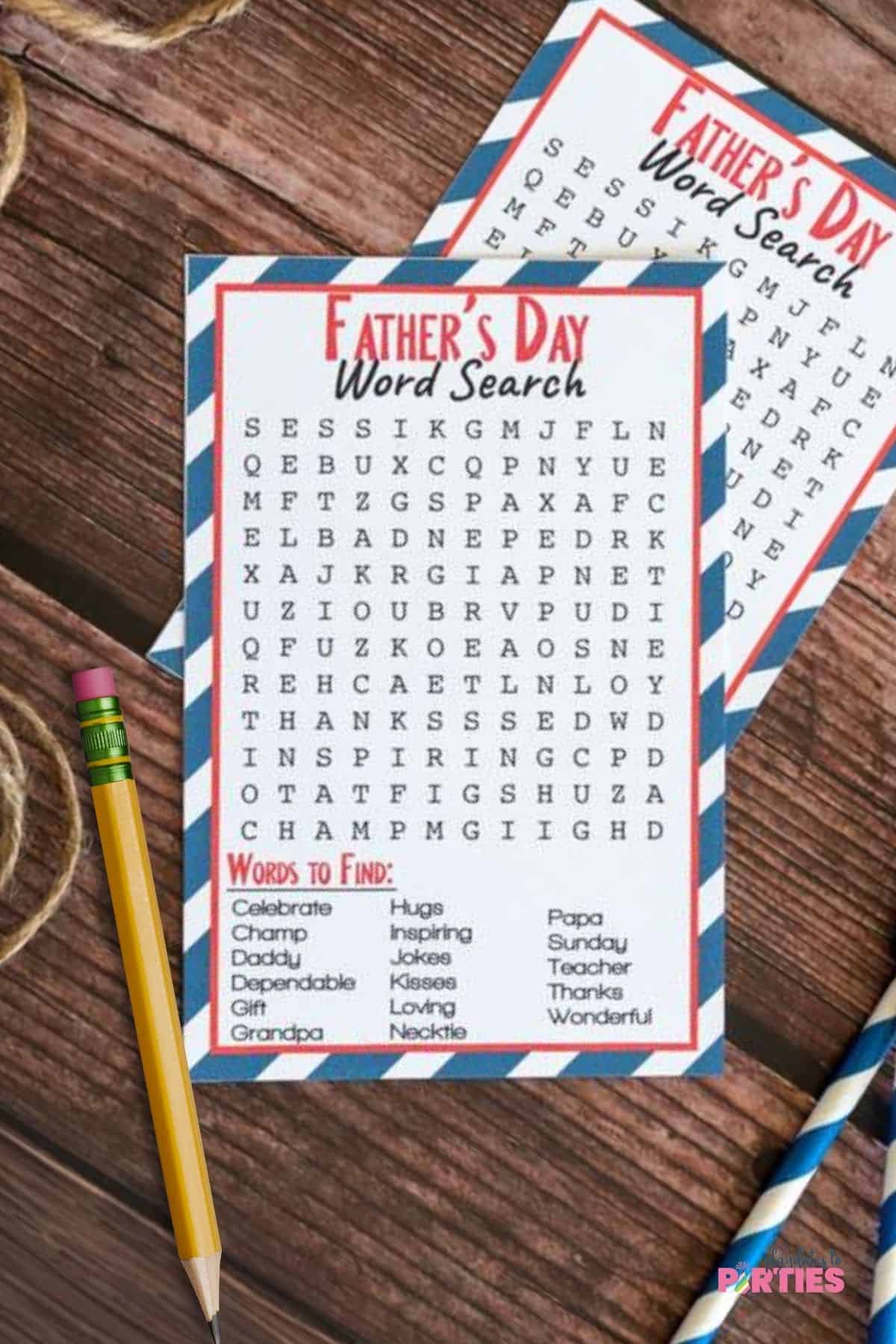 Free printable Father's Day word search puzzles for kids.