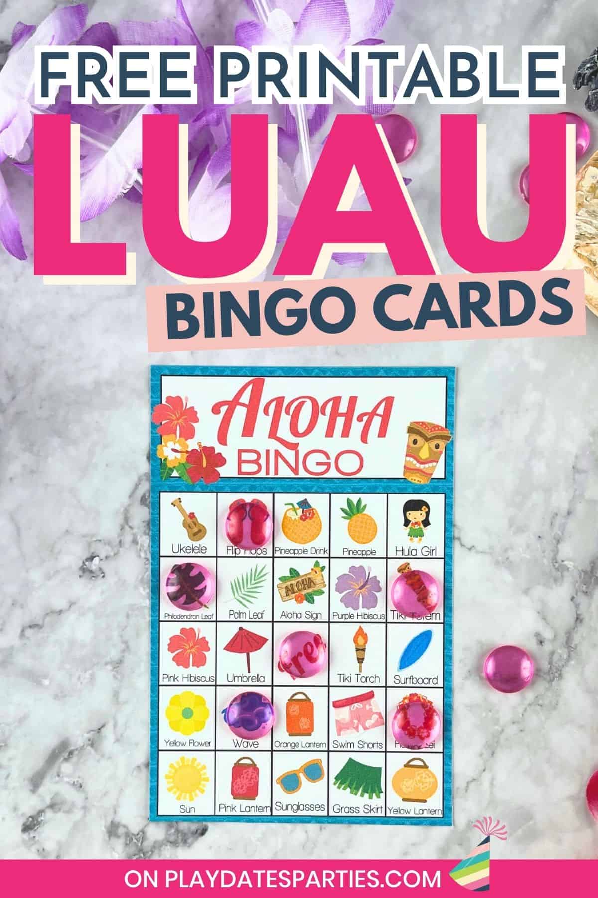 Free Printable Luau Bingo Cards Pin Image