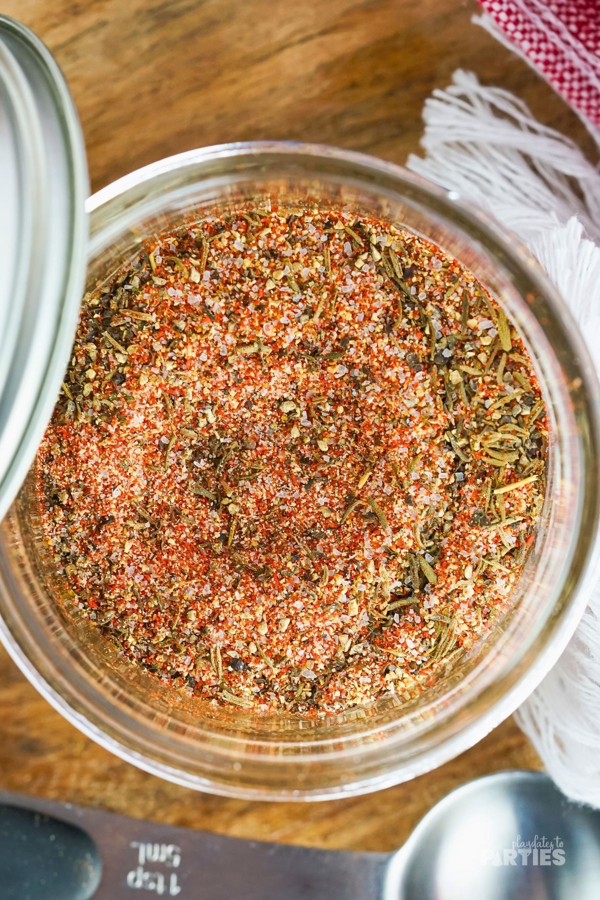 A jar of DIY steak seasoning.