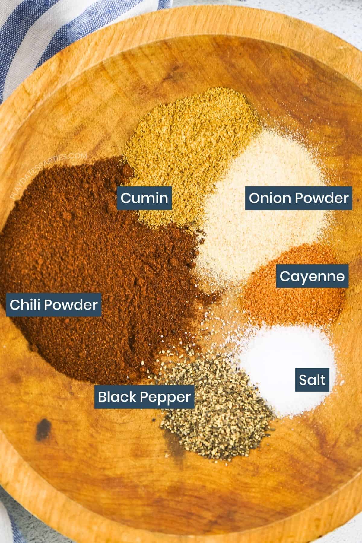 Ingredients for chili seasoning.