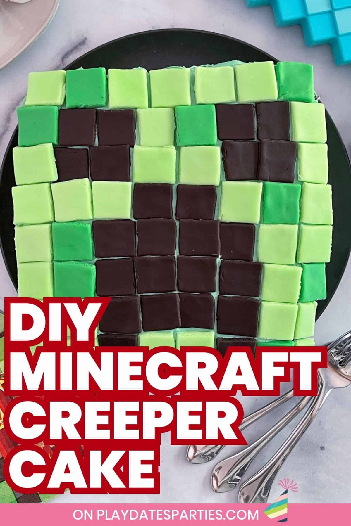 DIY Minecraft Creeper Cake Pin Image.