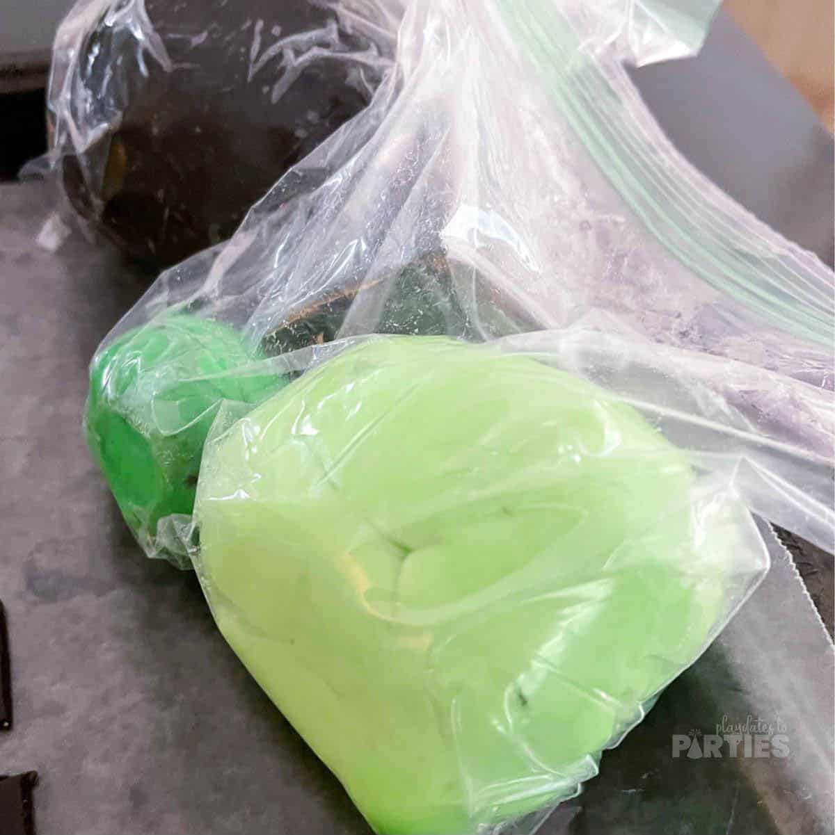 Fondant in two shades of green and black.