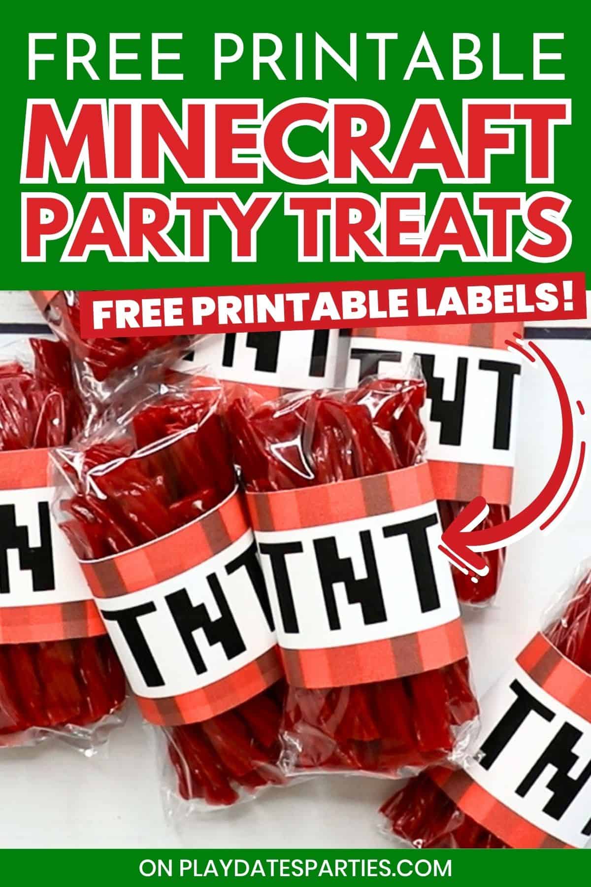 Minecraft TNT Party Treats Pin Image.