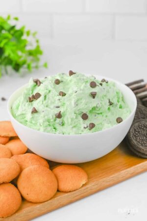 Mint Chocolate Chip Dip served with cookies.