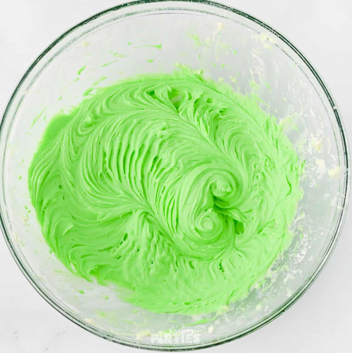 Sweetened cream cheese filling colored green.