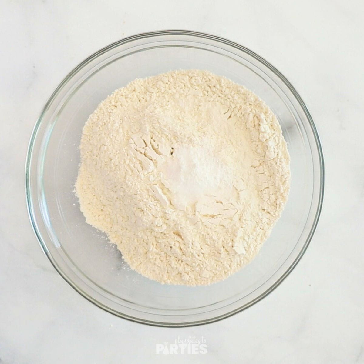 Dry ingredients in a separate bowl.