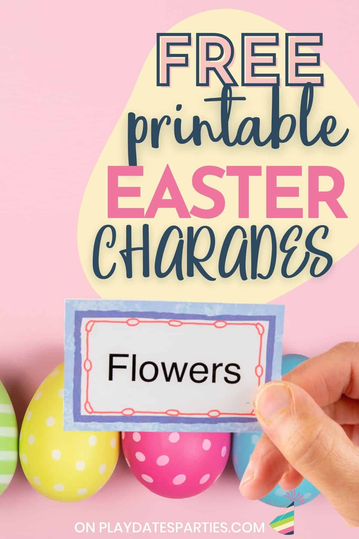 Printable Easter Charades pin image.