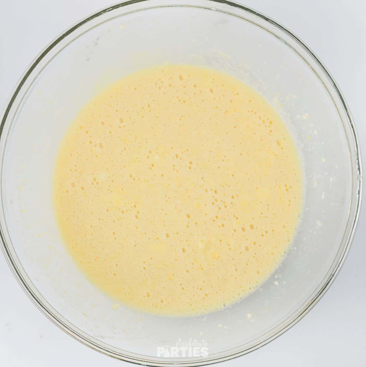 Wet ingredients mixed together.