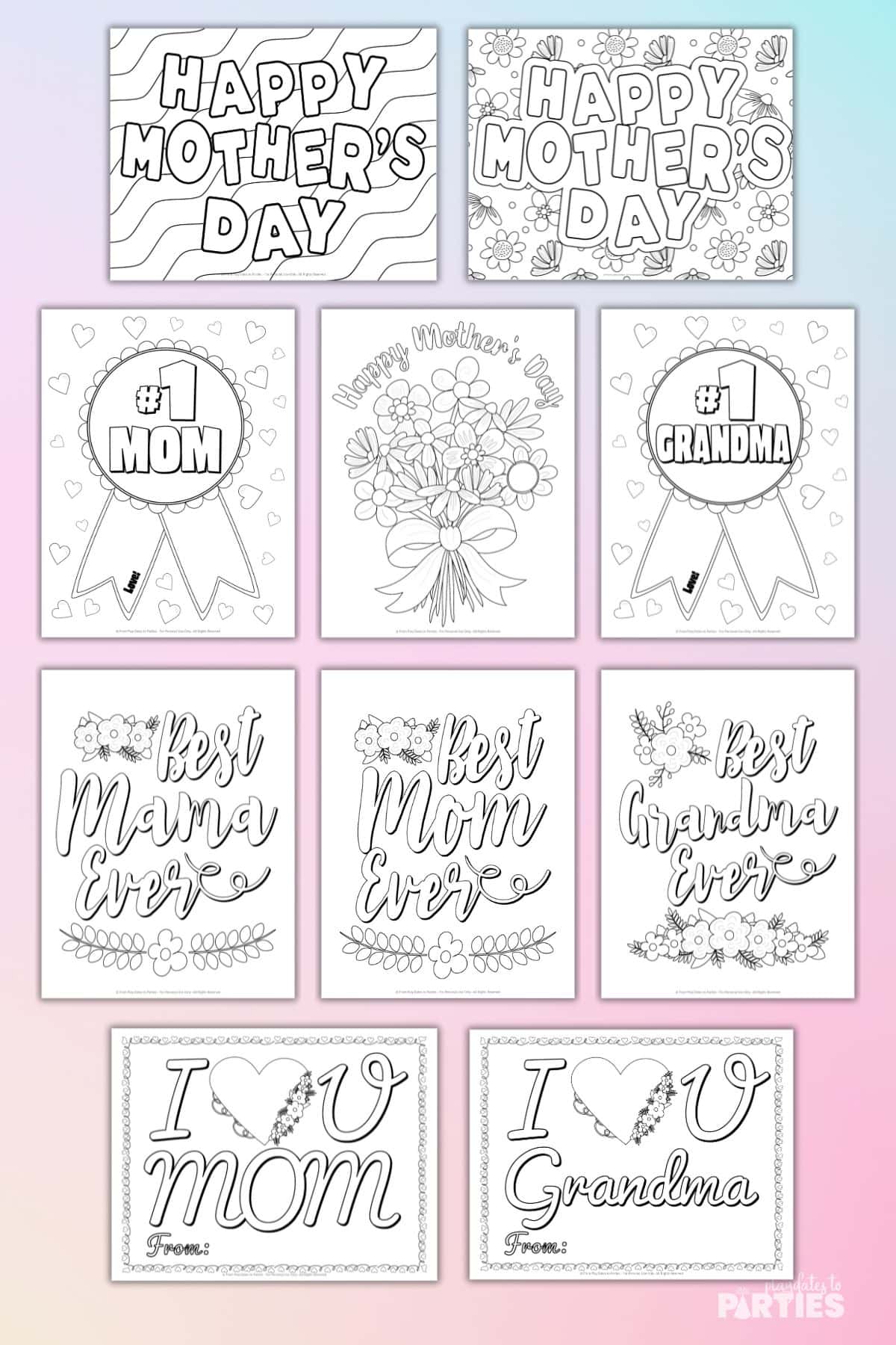 10 Mother's Day coloring pages.