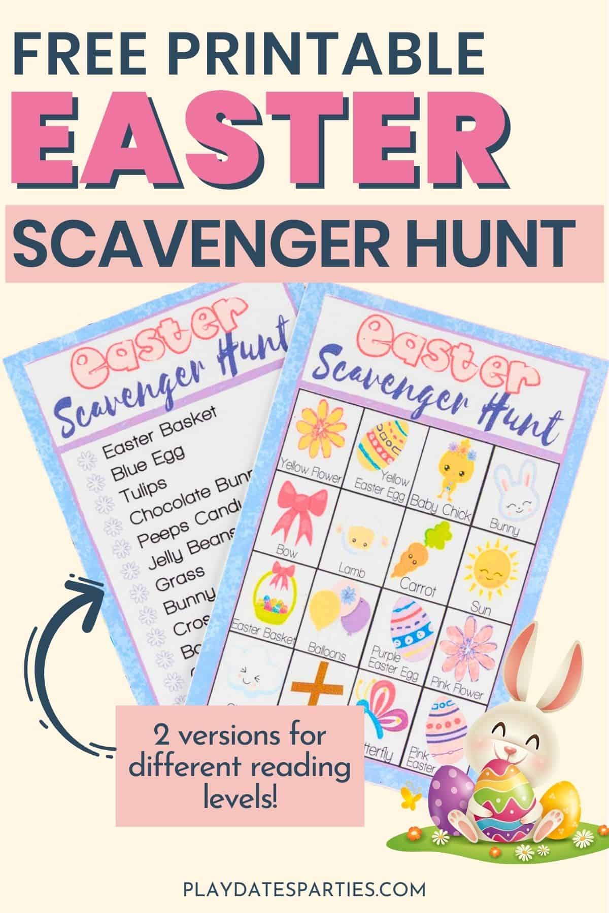 Free Printable Easter Scavenger Hunt Pin Image.