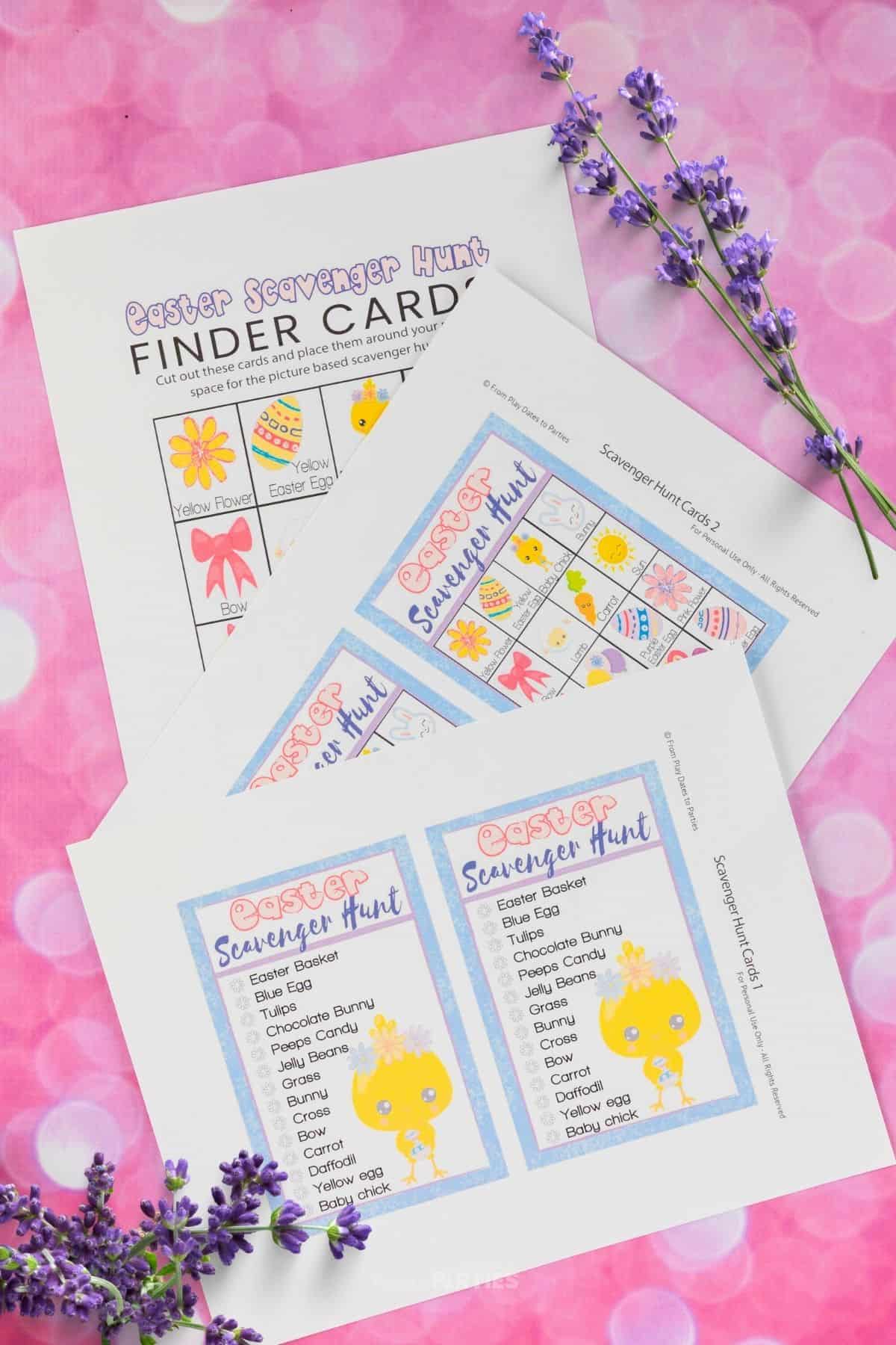 The file includes three pages with two types of cards.