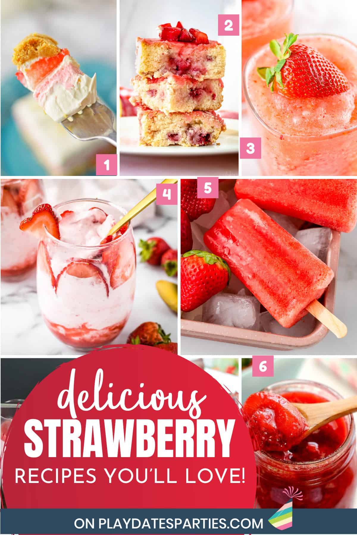 Best strawberry recipes pin image.