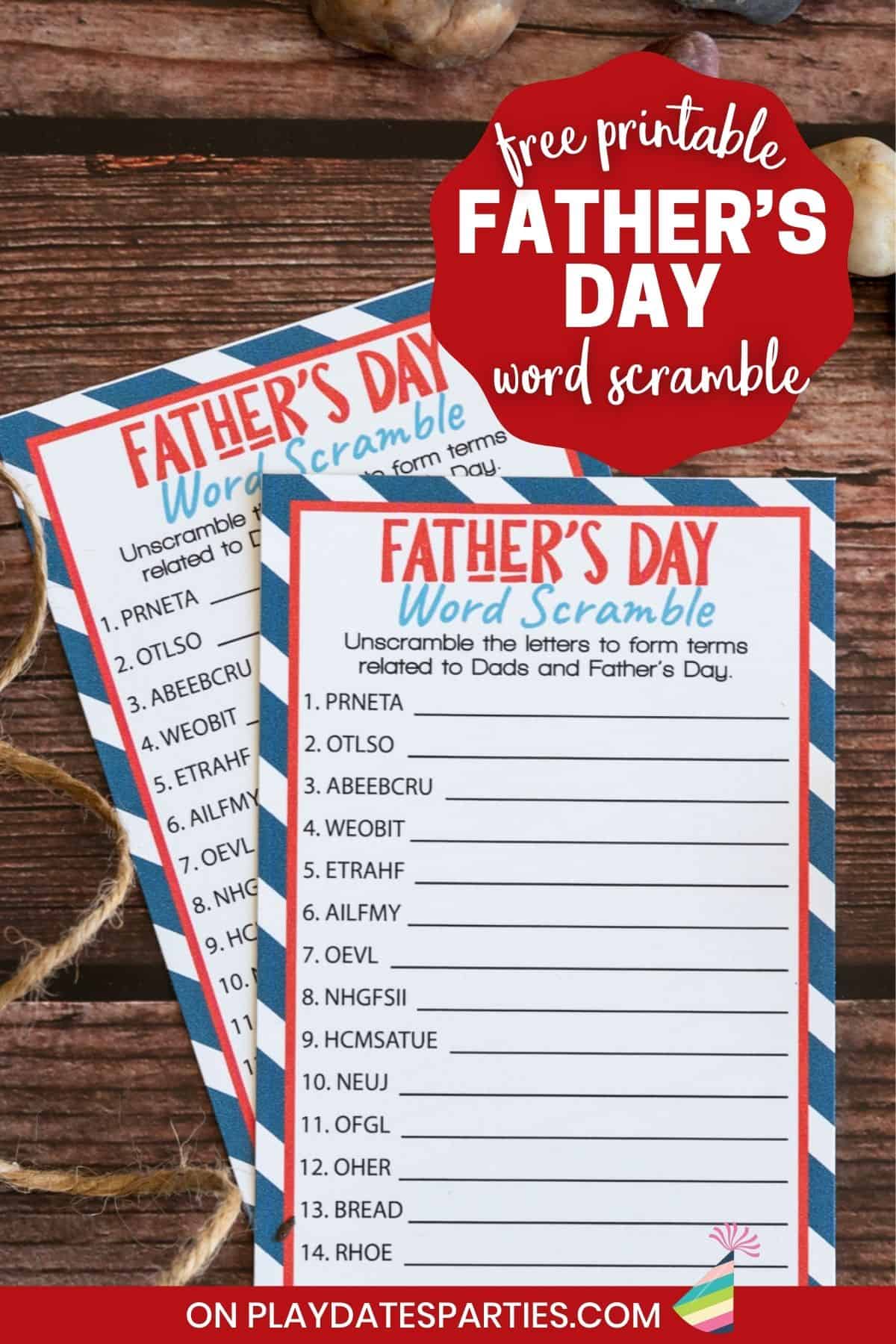 Free Printable Father's Day Word Search Game Pin Image.
