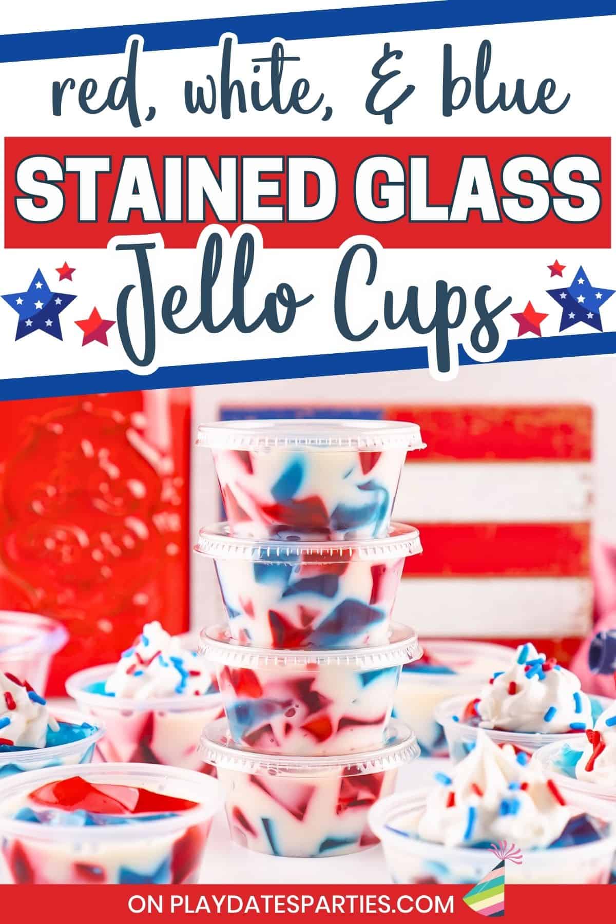 Red White Blue Stained Glass Jello Cups Pin Image.