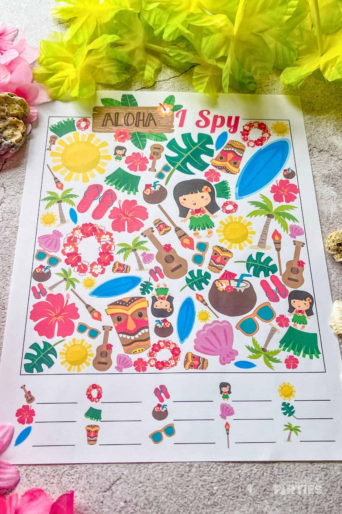 The bottom of the I Spy page has a legend with spaces to write down the item count.