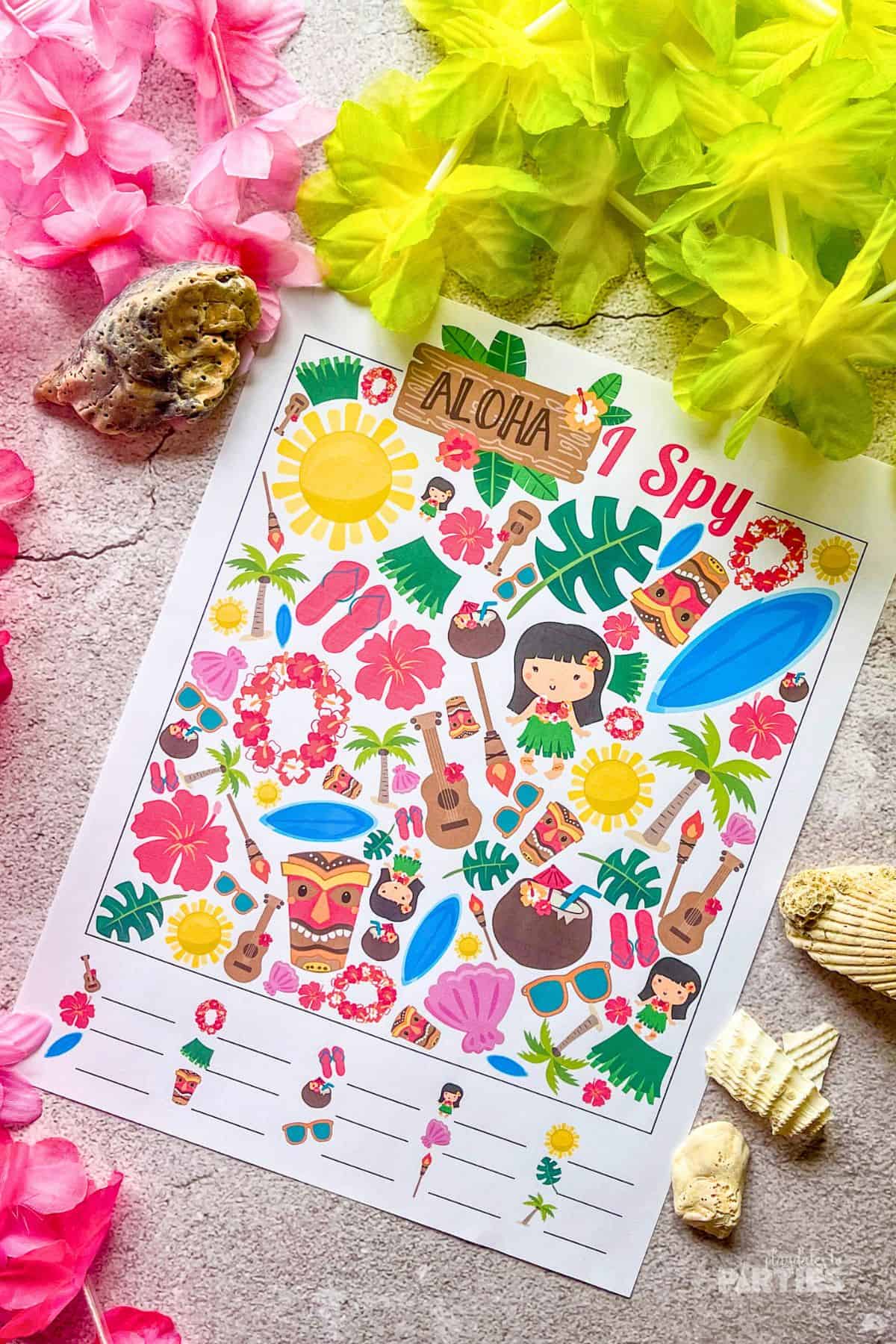 The printable game page is filled with bright and colorful graphics.